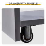 Gray particleboard with melamine veneer, 18*40*70cm, two-drawer, one-panel low cabinet with wheels and movable pull-out shelf, bathroom vanity - Image 4