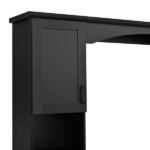 Farmhouse Arched Computer Desk with Hutch, Mid-Century Walnut Home Office Workstation with Charging Station & Keyboard Tray, All-in-One Writing Desk with File Drawer for Study, Office, Black - Image 4