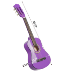 Purple 30-inch Round Acoustic Guitar with Picks, Strings, Capo, Case, Tuner, and Strap - Image 2