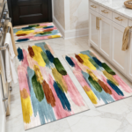 Three-piece kitchen rug set, non-slip and washable, abstract pattern kitchen hallway rug, soft and comfortable, suitable for sinks, floors, entrances, hallways and bathrooms. - Image 19