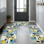 Three-piece kitchen rug set, non-slip and washable, abstract pattern kitchen hallway rug, soft and comfortable, suitable for sinks, floors, entrances, hallways and bathrooms. - Image 10