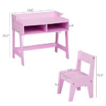 Kids Study Desk and Chair Set with Storage, Pink MDF, 60.5*41.5*50cm - Image 3