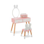 2-in-1 Kids Vanity Table Set with Detachable Mirror, White Dressing Table with Storage Shelf & Drawers for Girls - Image 4