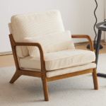 Low Arm Accent Chair - Off-White Corduroy Upholstered Indoor Lounge Chair, Compact Single Seater with Sturdy Frame (330LBS Weight Capacity) - Image 27