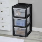 3 Drawer Tower, Plastic Storage Organizer with Removable Clear Bins, Easy to Assemble - No Tools Needed, Black (Shipment from Walmart) - Image 4