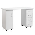 Double Edged Manicure Nail Table with Drawer White - Image 8