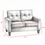 Brown 51" Wide Double Sofa – 2-Seater Tufted PU Leather Loveseat with Padded Armrests - Image 3
