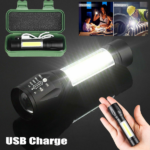 4Pcs Mini Zoomable LED Flashlight USB RechargeableCamping Hiking Flashlight Work light (US Logistics For USPS/DHL/Fedex/UPS. No designated logistics accepted TK/TMEU only For self-pickup - Image 10