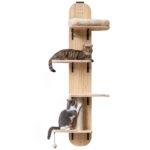Door Hanging Cat Tree 5-Level Height Adjustable 4-Tier Climber No-Drill for Apartment Beige - Image 2