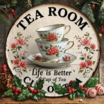 CIFbuy Cozy Ambiance Vintage Metal Sign 8 Inch Round Rustic Iron Plaque, Floral Teacup Life Is Better With A Cup Of Tea Design Wall TikTok, TikTok, l Self-pickup Logiopics - Image 7