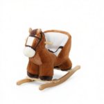 Brown Kids Rocking Horse – Wooden Base Ride-on for Indoor Pretend Play Activity 18-36 Months - Image 2