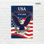 CIFbuy American 1776-2026 Independence Day Aluminum Tin Sign, Bald Eagle & Flag Wall Art, Art, 20x30 Inch Retro Patriotic Decor ikTok, ikTok, l Art Self-igckup Logiopor - Image 7