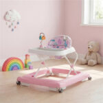 Pink Foldable Baby Walker with Detachable Tray & Shape Sorter Toys, 3-Level Height Adjustable for 6-12 Months - Image 3