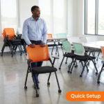 2 Pack Stackable Conference Room Chairs with Wheels, Folding Office Chair with Rebound Back, Padded Seat for Training Room, Guest, Reception, Event, Capacity 350lbs, Orange - Image 14