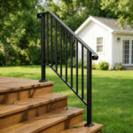 [Same Code 11384510 73142795]Artisasset Matte Black Outdoor 3 Level Iron Handrail - Image 18