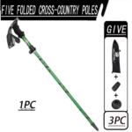 black Five section folding folding trekking pole for hiking and walking - lightweight 7075 aluminum, strong outer lock and high-density EVA grip, men's and women's foldable, stretchable, camping equipment, gifts for hiking friends and family - Image 10