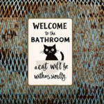 CIFbuy Vintage | 2D Flat Iron Metal Sign Black Cat Bathroom Wall Decor 8x12 Inch 1Pack Welcome To The Bathroom Rustic Plaque Art For Re TikTok, TikTok, r Re Self-pickup Logiopics - Image 4