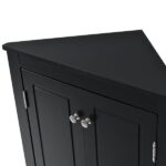 Black Triangle Bathroom Storage Cabinet with Adjustable Shelves, Freestanding Floor Cabinet for Home Kitchen - Image 7