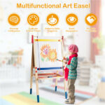 3-in-1 Kids Art Easel - Double-Sided Magnetic Board+Paper Roll, 26 Letter Magnets, Multicolor - Image 9