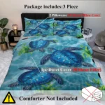 3pcs Sea Turtle Duvet Cover, Blue Ocean Watercolor Sea Turtle Bedding Set, Tropical Underwater Turtle Bedspread with Pillowcases, Coastal Beach Themed Bedroom Decor temu can only be self-picked up - Image 6