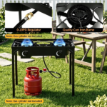  2 Burner Propane Stove 160000 BTU Black Metal Outdoor Propane Burner Stove Adjustable Heat Control, Max 440 LBS Load Heavy-Duty Camping Gas Stove for Stir-Fry Soup Barbecue Picnic Parties - Image 5