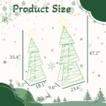 Set of 2 Lighted Metal Christmas Tree Yard Decorations, Pre-lit Holiday Decor with 150 Green and Warm White LED Lights for Xmas Outdoor Indoor Decor Lighted Holiday Displays - Image 6