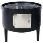 17 Inch Steel Charcoal Smoker, Heavy Duty Round BBQ Grill for Outdoor Cooking, Black - Image 7