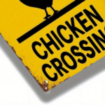 CIFbuy 1PC 2D Flat Metal Sign, Yellow Background Black Rooster Chicken Crossing Warning Sign, Vintage Classic Wall Art Decor For Home G TikTok, TikTok, me G Self-pickup Logiopics - Image 6