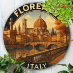 CIFbuy 2D Flat Metal Wall Art Florence Italy Cityscape, Vibrant Duomo Cathedral Ponte Vecchio Aluminum Sign, Classic Italian Landscape TikTok, TikTok, Self-pickup Logiopics - Image 8