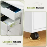 5-Drawer Portable Storage Cabinet on Wheels for Office, Bedroom & Home Organization, White (Shipment from Walmart) - Image 3