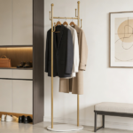 Clothing Rack, Golden Metal Freestanding Heavy Duty Clothes Rack with Marble Base, Multipurpose Garment Hanger for Bedroom, Hat, Scarf, Jacket - Image 8