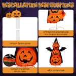 5ft Orange 3-Tier Retractable Fabric Pumpkin Halloween Light Decor with Cape & Wings, 130 Warm White LED String Lights, 4.5V 3.6W - Image 2