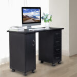 Double Edged Manicure Nail Table with Drawer Black - Image 32