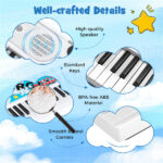 49 Keys Kids Electronic Keyboard with Microphone, 8 Tones & Rhythms Educational Music Toy for Age 3+ - White - Image 13
