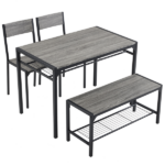 Same Code 99109540 Dining Table Set for 4, Kitchen Table with 2 Chairs and a Bench, 4 Piece Kitchen Table Set for Small Space, Home Kitchen Bar Pub Apartment, Gray - Image 3