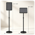 Adjustable Floor Standing Sign Holder, 8.5"x11" Front Loading Snap Frame with 360° Rotatable Frame, Water/Sand Fillable Weighted Base for Retail Restaurant Hotel - Black - Image 6