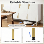 White 4-Door Buffet Storage Cabinet with Push-to-Open Soft Close Doors, Adjustable Metal Legs Anti-Tip Kits Engineered Wood Sideboard Coffee Bar Station for Kitchen Dining Living Room - Image 5