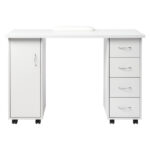 Double Edged Manicure Nail Table with Drawer White - Image 10