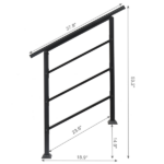 [Same Code 66442124 66442124]Handrails for Outdoor Steps, Wrought Iron Handrail Fits 1 or 3 Steps, Transitional Handrail with Installation Kit, Black - Image 2