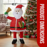 6FT Lighted Santa Claus Holding Bell Christmas Yard Decorations, Pre-lit Pull Up Santa with 200 Warm White LEDs, for Xmas Outdoor Holiday Indoor Decor Lighted Holiday Displays - Image 12
