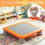 25.5 Inch Kids Mini Trampoline with Non-Slip EVA Jumping Surface, Rounded Edge PU Foam Foot Pads Compact Indoor Outdoor Balance Bounce Toy for Toddlers Ages 3+ Orange - Image 4