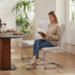 Dining chair set (2 pieces) modern leather imitation soft cushion dining chair, with soft cushion backrest and electroplated legs, suitable for kitchen/living room/dining room, white - Image 6