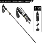 black Five section folding folding trekking pole for hiking and walking - lightweight 7075 aluminum, strong outer lock and high-density EVA grip, men's and women's foldable, stretchable, camping equipment, gifts for hiking friends and family - Image 5