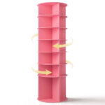 7-tier, 360° rotating wood-plastic composite shoe rack, 60*60*184cm, pink - Image 2