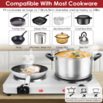 Portable Infrared Dual Hot Plate - 2 Burners for Simultaneous Cooking, 302℉-1022℉ Stepless Temp, Auto Shut-Off, Easy Wipe Clean, Ideal for Dorms/Apartments/RVs/Camping - Image 4