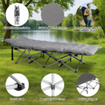 Folding Camping Cot Bed with Soft Pad, Portable Outdoor Cot, Adults Sleeping Bed for Home Office Nap Beach Travel, Gray - Image 7
