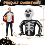 6ft Half-Skull Inflatable Decoration with 3 LED Lights, Black and White, 1000mA, 12V (US Standard) - Image 12