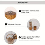 2 Packs Premium Acrylic Salt and Pepper Mill Set, Manual Salt and Pepper Grinder- Wooden Pepper Grinder Set with Adjustable Ceramic Core-Salt Grinder and Pepper Mill -8 Inches Birthday Christmas Gift - Image 3