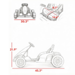 White 24V Electric Go-Kart Dual 150W Motors Adjustable Seat 11.2MPH High Speed Slow Start 5-Point Harness - Image 7