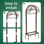 Garden Hose Holder, Water Hose Holder Stand with Storage Basket, Heavy Duty Freestanding Garden Hose Hanger Storage Rack with 4 Spikes for Outside Yard Lawn Farm, Bronze - Image 4
